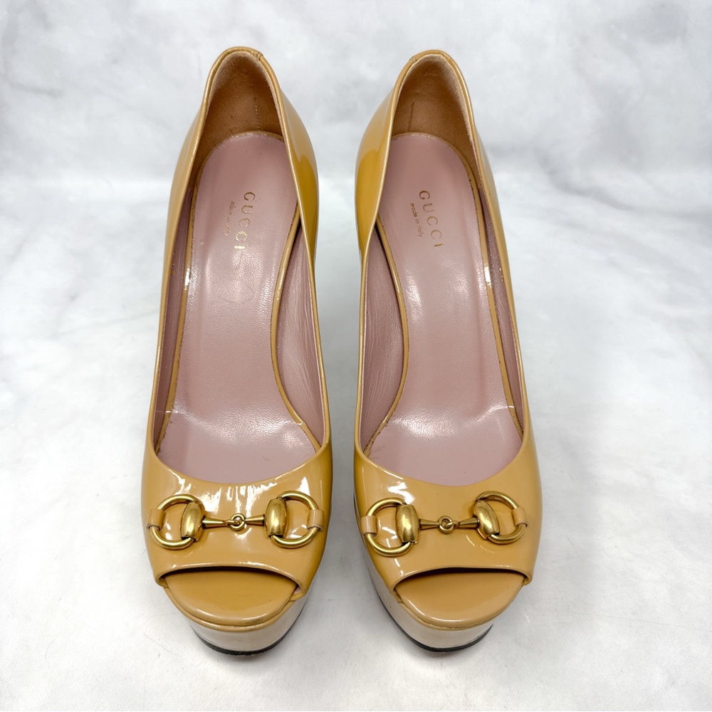 GUCCI Vintage Y2K Horsebit Patent Leather Platform Chunky Block Heel Pumps 36 - Picture 5 of 16